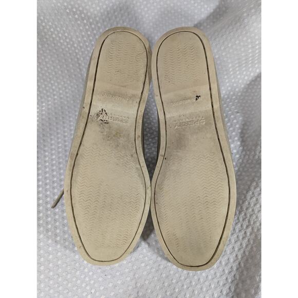 SPERRY TOPSIDER! GOLD GENUINE LEATHER BOAT SHOES NON-MARKING WHITE SOLE! SZ 9.5M - Picture 9 of 10